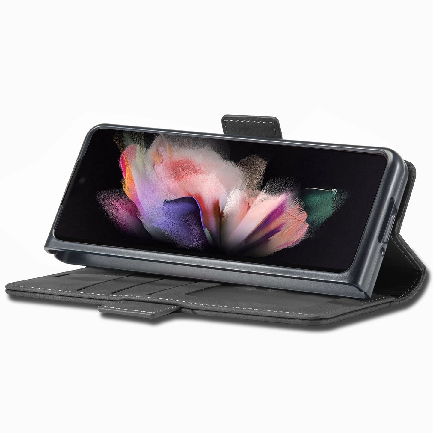 FORWENW F3-Series For Samsung Galaxy Z Fold3 5G Anti-fall Flip Wallet Case PU Leather Protective Cover with Stand Phone Shell