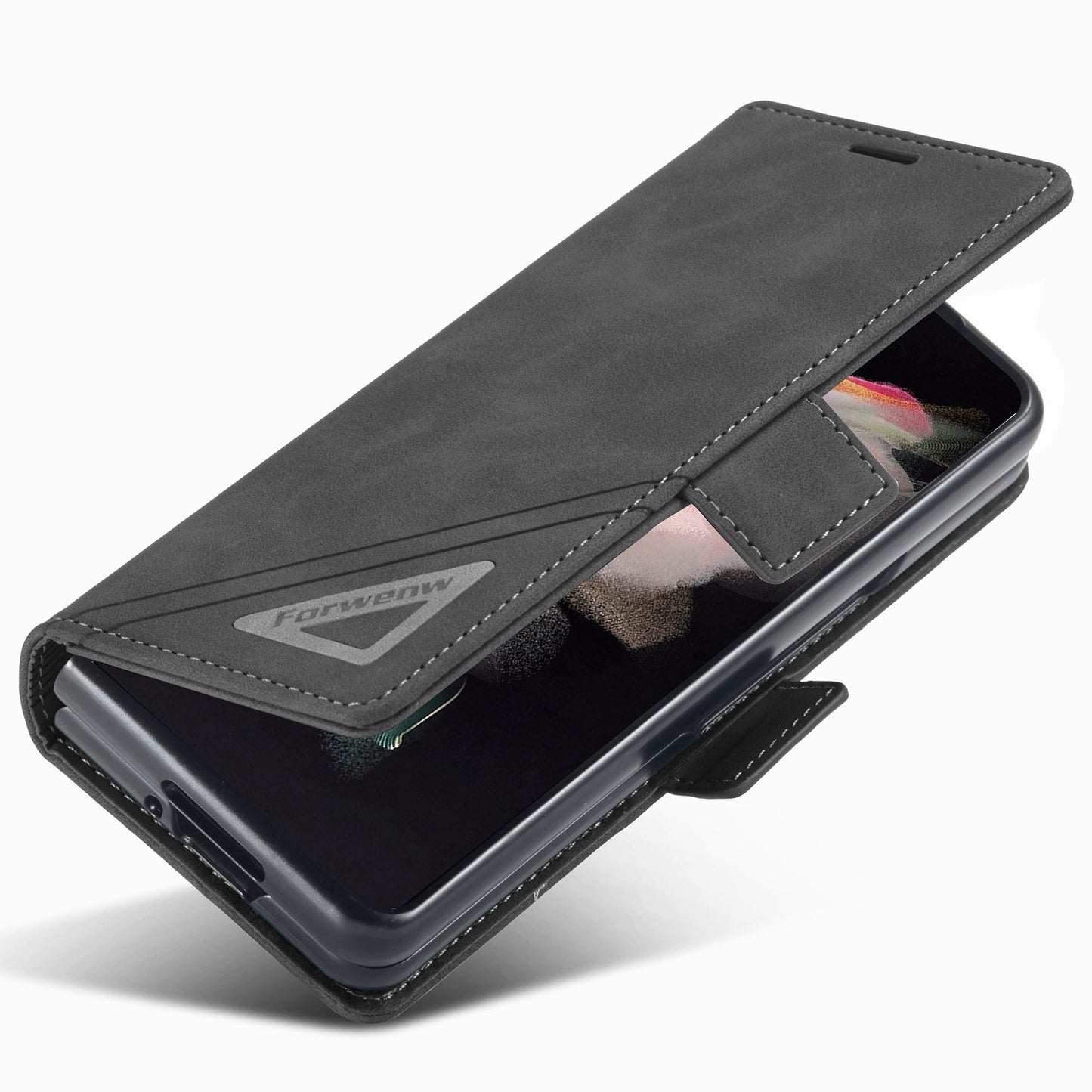 FORWENW F3-Series For Samsung Galaxy Z Fold3 5G Anti-fall Flip Wallet Case PU Leather Protective Cover with Stand Phone Shell