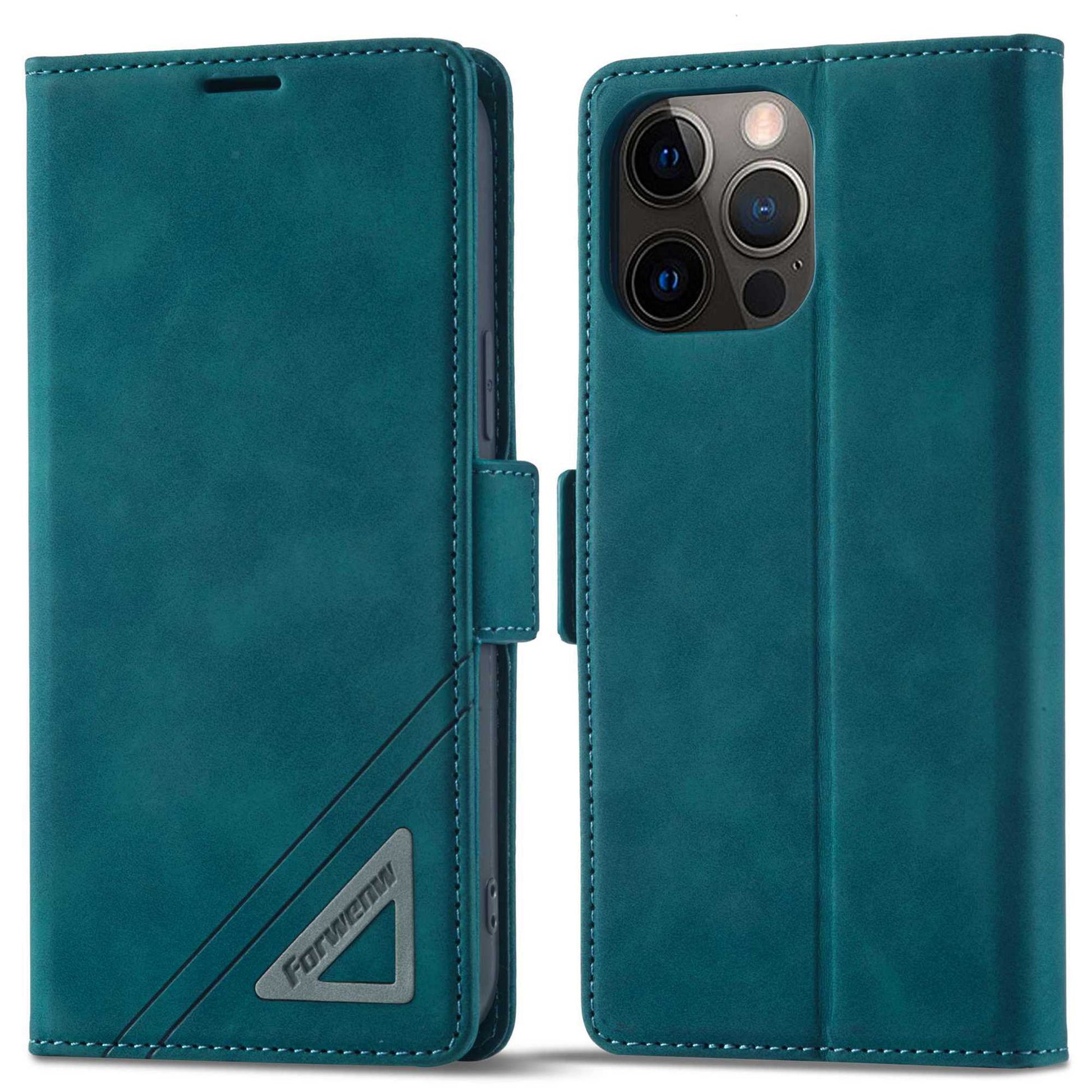 FORWENW F3-Series For iPhone 13 Pro 6.1 inch Drop-proof Anti-scratch Wallet Case PU Leather Cell Phone Cover with Stand