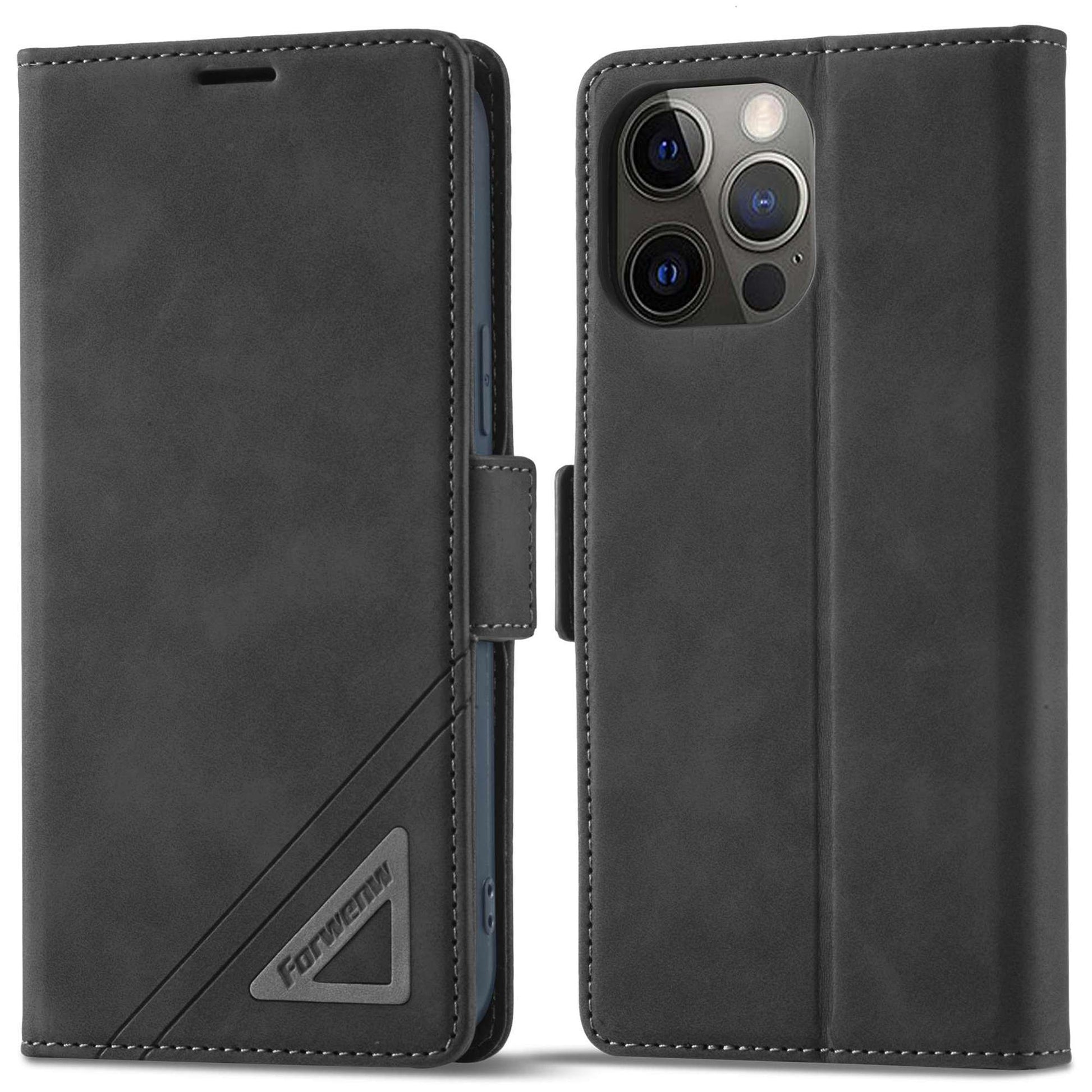 FORWENW F3-Series For iPhone 13 Pro 6.1 inch Drop-proof Anti-scratch Wallet Case PU Leather Cell Phone Cover with Stand