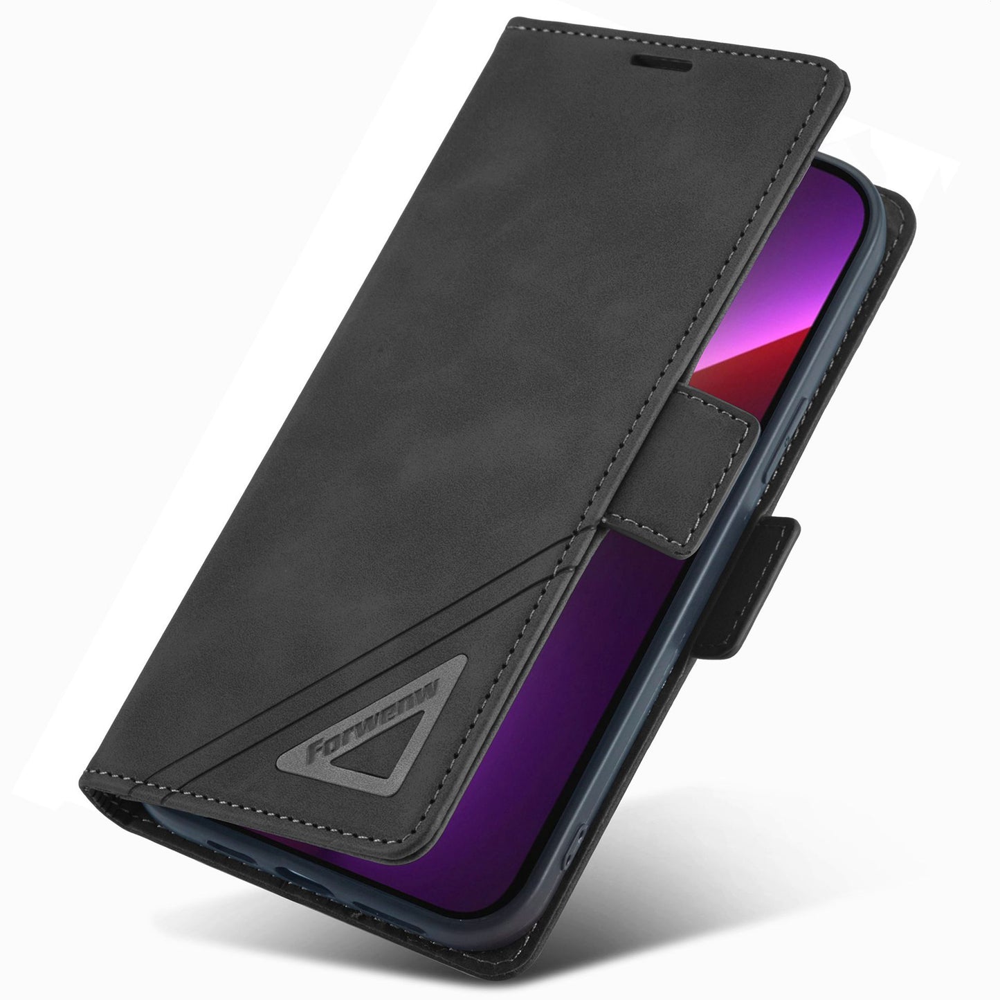 FORWENW F3-Series For iPhone 13 Pro 6.1 inch Drop-proof Anti-scratch Wallet Case PU Leather Cell Phone Cover with Stand