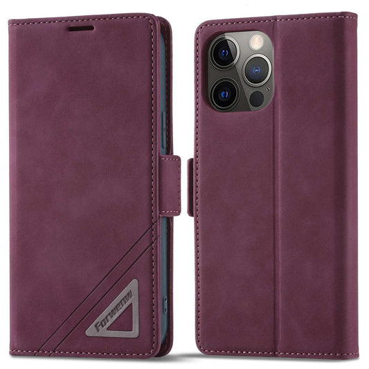 FORWENW F3-Series For iPhone 13 Pro 6.1 inch Drop-proof Anti-scratch Wallet Case PU Leather Cell Phone Cover with Stand