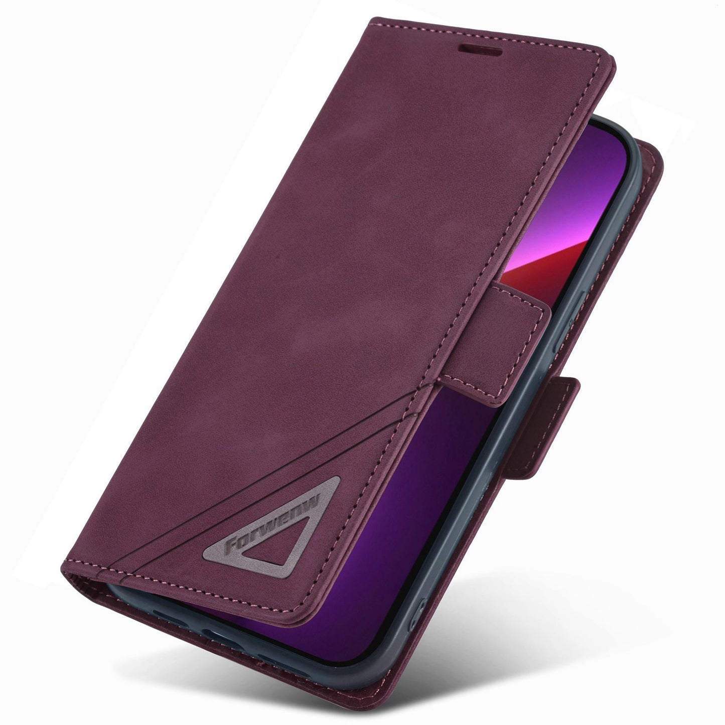 FORWENW F3-Series For iPhone 13 Pro 6.1 inch Drop-proof Anti-scratch Wallet Case PU Leather Cell Phone Cover with Stand