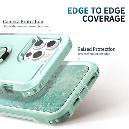 For iPhone 13 Pro 6.1 inch 3-in-1 Drop-proof Phone Case Kickstand Well-protected Hybrid Cellphone Back Cover