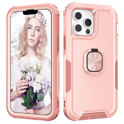 For iPhone 13 Pro 6.1 inch 3-in-1 Drop-proof Phone Case Kickstand Well-protected Hybrid Cellphone Back Cover