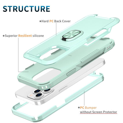 For iPhone 13 Pro 6.1 inch 3-in-1 Drop-proof Phone Case Kickstand Well-protected Hybrid Cellphone Back Cover