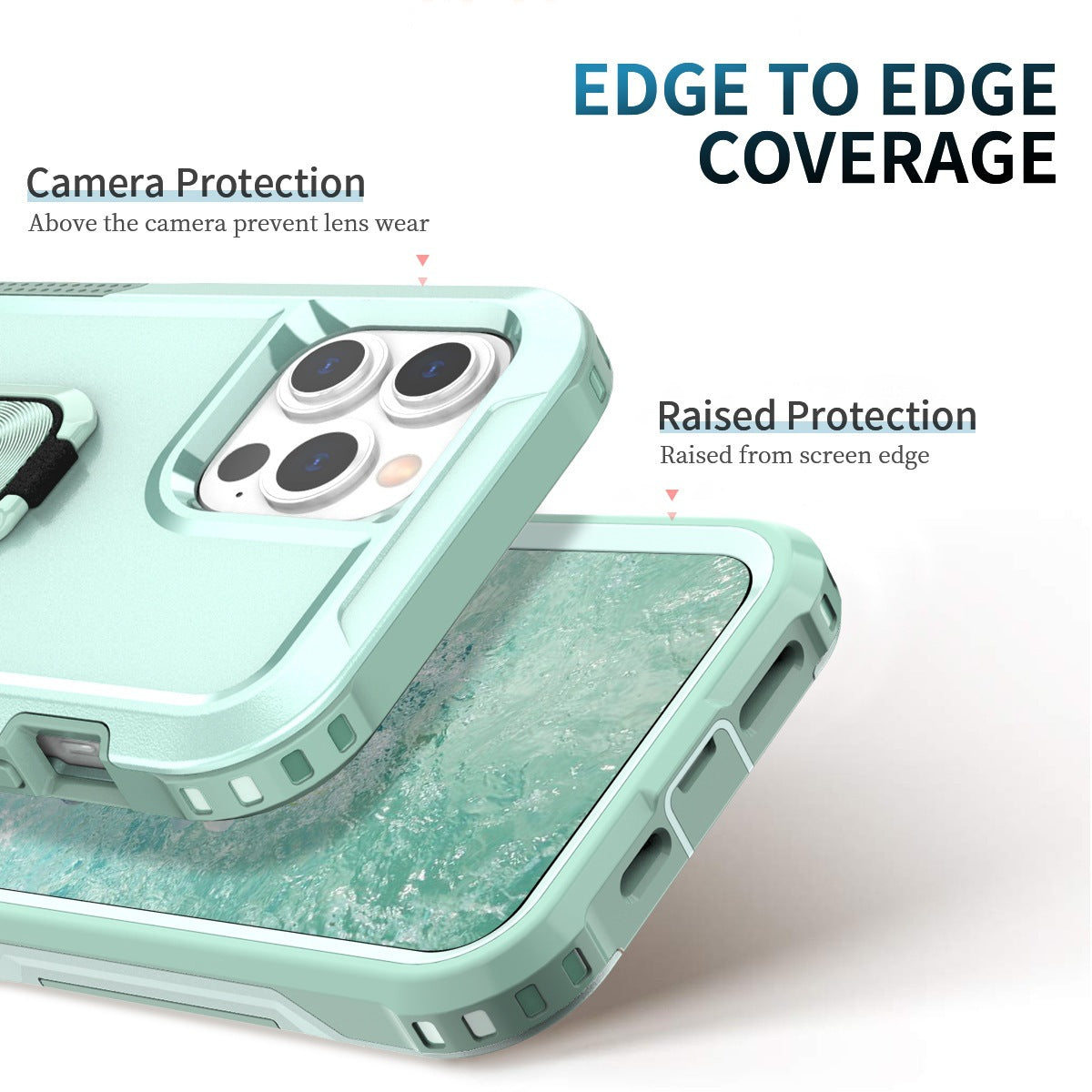 For iPhone 13 Pro 6.1 inch 3-in-1 Drop-proof Phone Case Kickstand Well-protected Hybrid Cellphone Back Cover