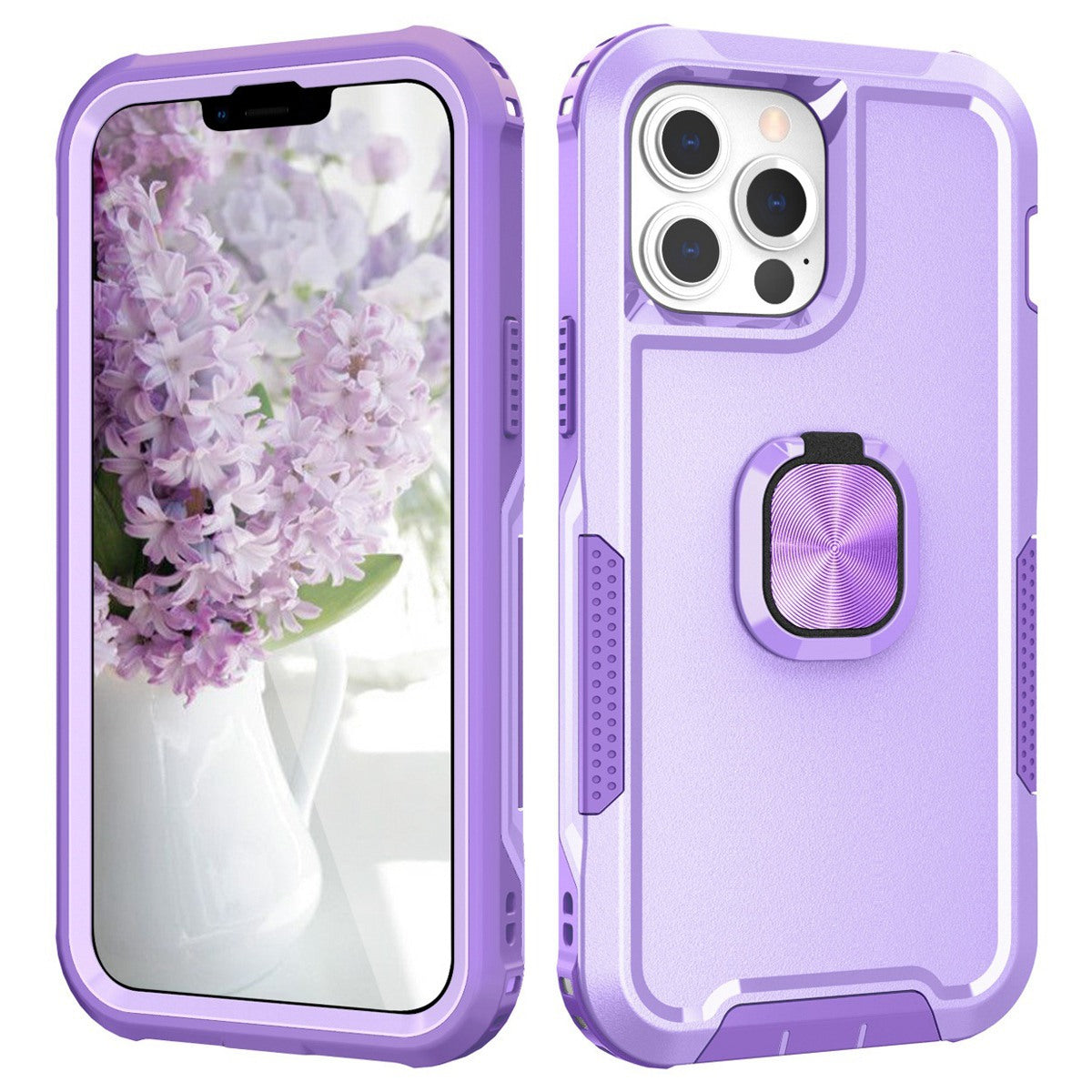 For iPhone 13 Pro 6.1 inch 3-in-1 Drop-proof Phone Case Kickstand Well-protected Hybrid Cellphone Back Cover
