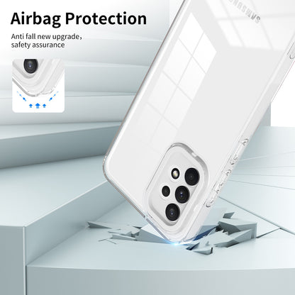 For Samsung Galaxy A32 4G (EU Version) 3-in-1 Clear TPU Backplate + PC Frame + PC Camera Protection Phone Drop-proof Case Anti-scratch Back Cover
