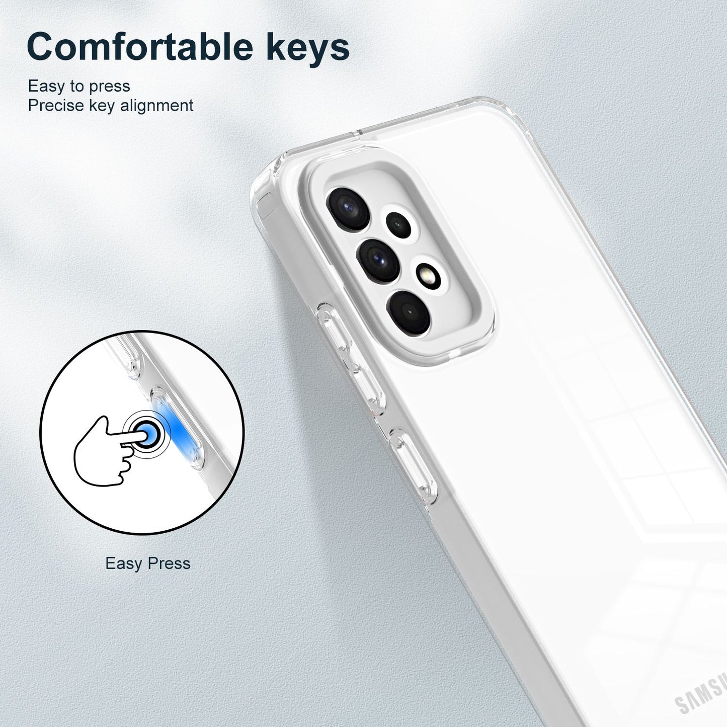 For Samsung Galaxy A32 4G (EU Version) 3-in-1 Clear TPU Backplate + PC Frame + PC Camera Protection Phone Drop-proof Case Anti-scratch Back Cover