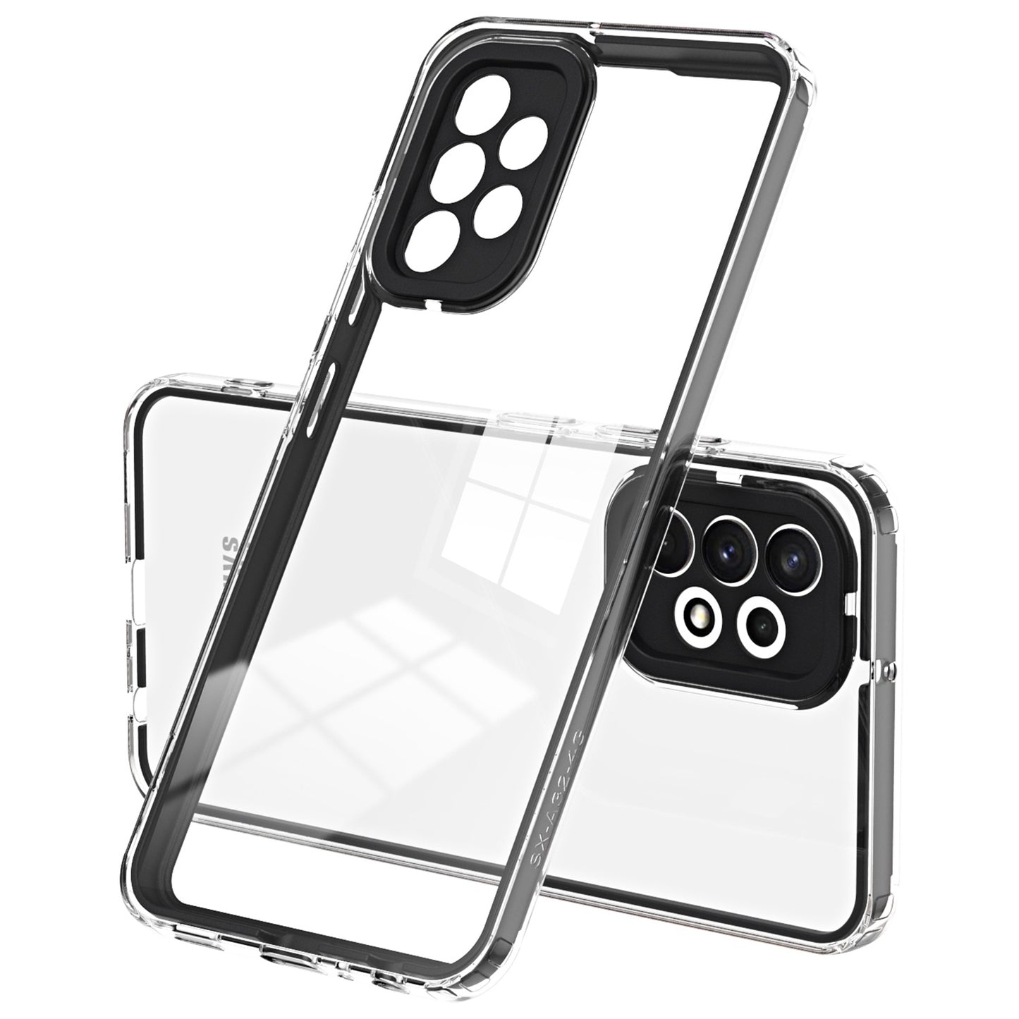 For Samsung Galaxy A32 4G (EU Version) 3-in-1 Clear TPU Backplate + PC Frame + PC Camera Protection Phone Drop-proof Case Anti-scratch Back Cover