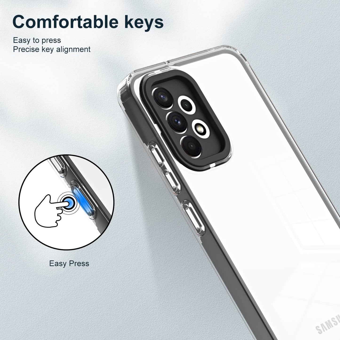 For Samsung Galaxy A32 4G (EU Version) 3-in-1 Clear TPU Backplate + PC Frame + PC Camera Protection Phone Drop-proof Case Anti-scratch Back Cover