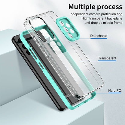 For Samsung Galaxy A32 4G (EU Version) 3-in-1 Clear TPU Backplate + PC Frame + PC Camera Protection Phone Drop-proof Case Anti-scratch Back Cover
