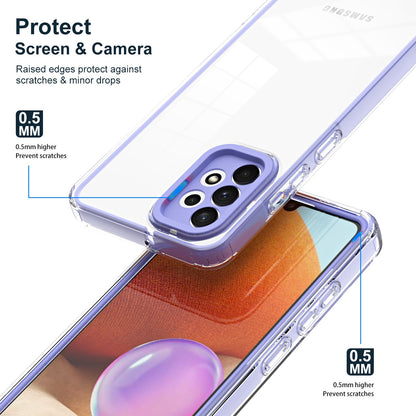 For Samsung Galaxy A32 4G (EU Version) 3-in-1 Clear TPU Backplate + PC Frame + PC Camera Protection Phone Drop-proof Case Anti-scratch Back Cover