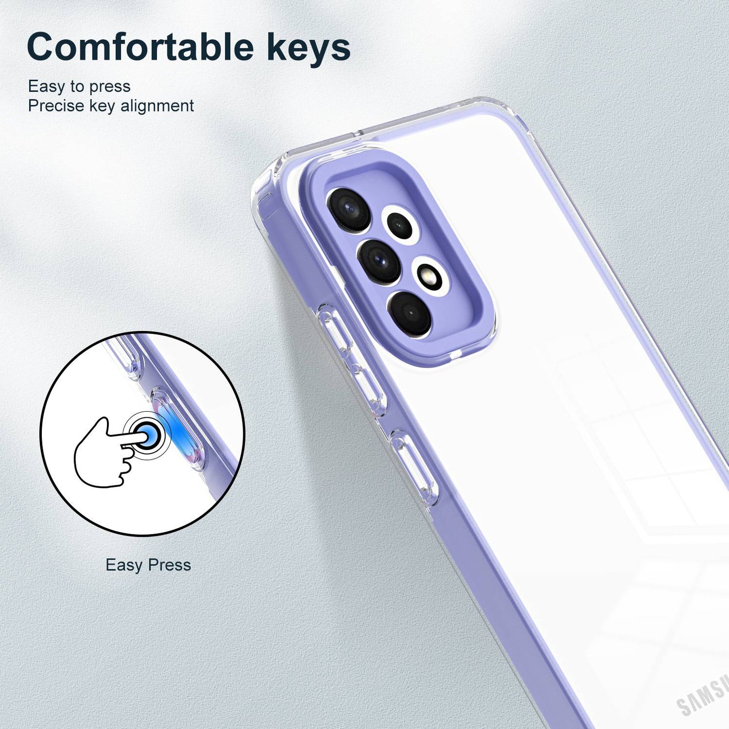 For Samsung Galaxy A32 4G (EU Version) 3-in-1 Clear TPU Backplate + PC Frame + PC Camera Protection Phone Drop-proof Case Anti-scratch Back Cover