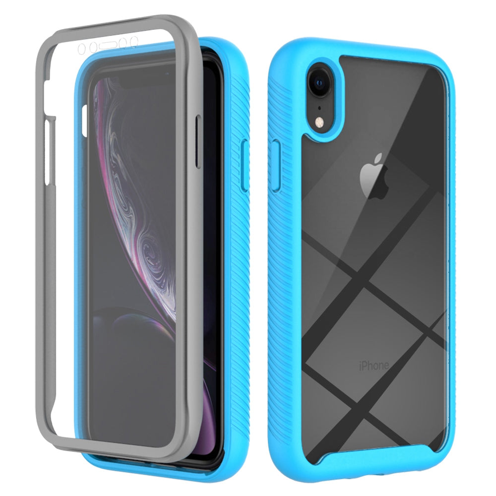 For iPhone XR 6.1 inch 3-in-1 Anti-scratch Phone Case Hard PC + Soft TPU Drop-proof Mobile Phone Hybrid Cover with PET Screen Protector