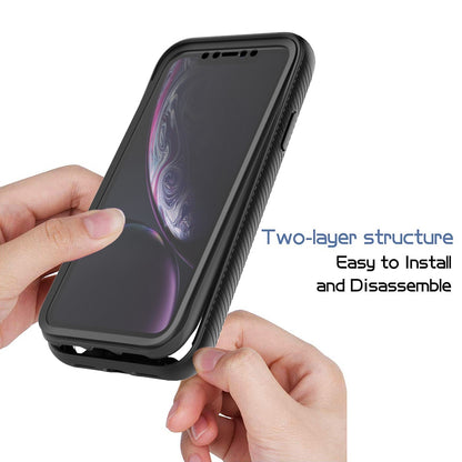 For iPhone XR 6.1 inch 3-in-1 Anti-scratch Phone Case Hard PC + Soft TPU Drop-proof Mobile Phone Hybrid Cover with PET Screen Protector