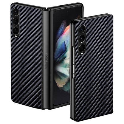 AIORIA for Samsung Galaxy Z Fold3 5G Anti-scratch Phone Case Carbon Fiber Texture PU Leather +PC Bumper Shockproof Mobile Phone Cover