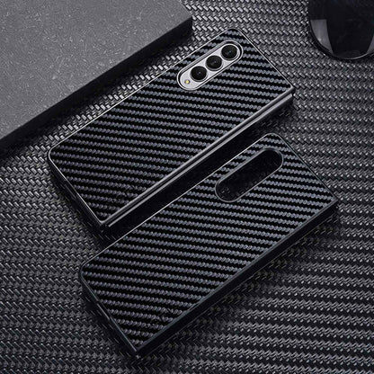 AIORIA for Samsung Galaxy Z Fold3 5G Anti-scratch Phone Case Carbon Fiber Texture PU Leather +PC Bumper Shockproof Mobile Phone Cover