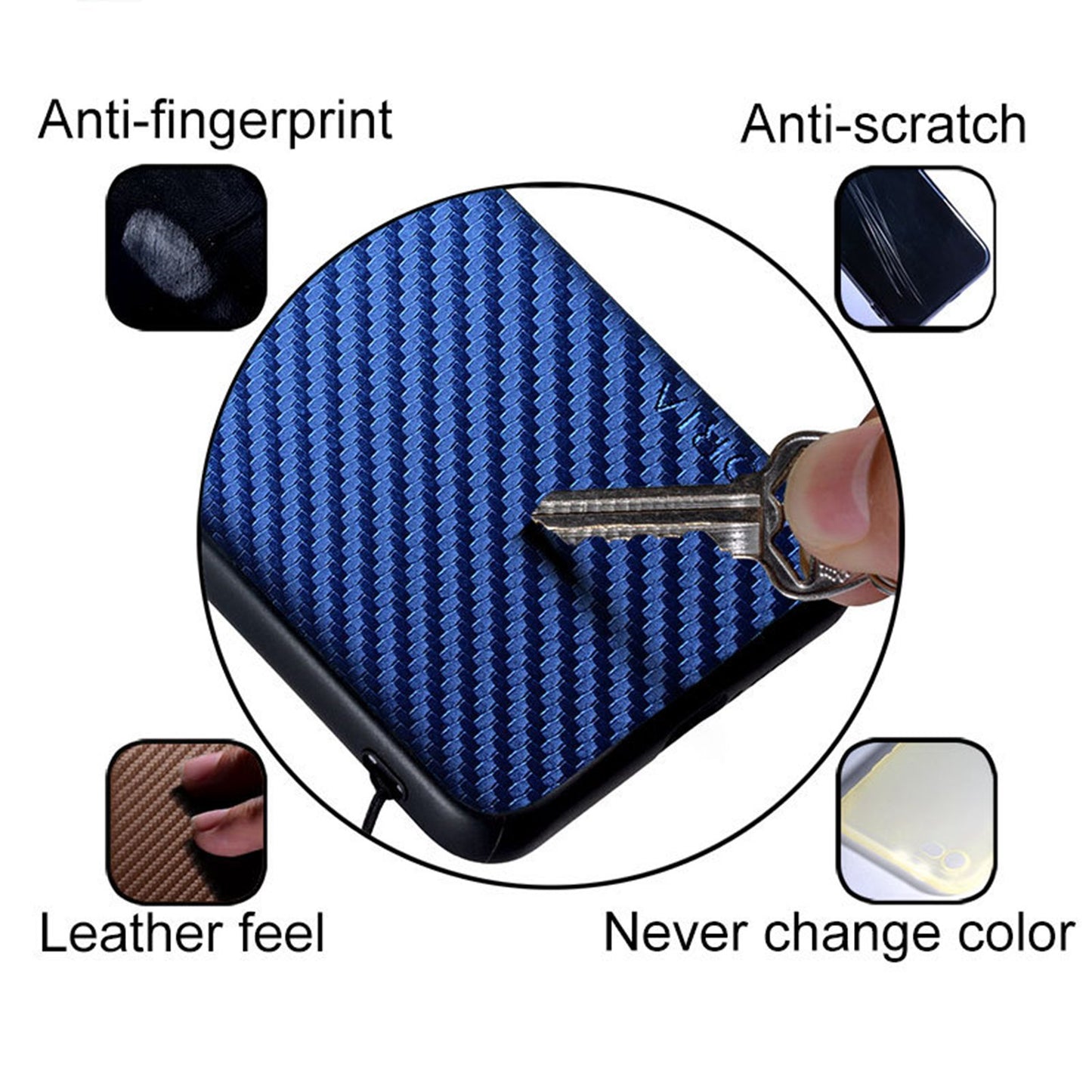 AIORIA for Samsung Galaxy Z Fold3 5G Anti-scratch Phone Case Carbon Fiber Texture PU Leather +PC Bumper Shockproof Mobile Phone Cover