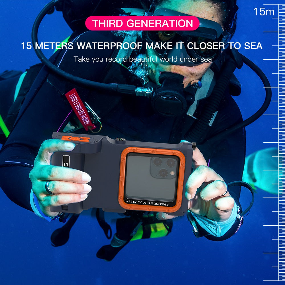SHELLBOX Professional Diving Phone Case 15M Waterproof Protective Housing Case for iPhone 13 Pro Max / X /  XR / XS Max Underwater Phone Case with Bluetooth Camera Module