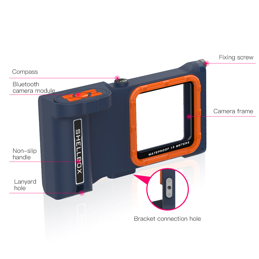 SHELLBOX Professional Diving Phone Case 15M Waterproof Protective Housing Case for iPhone 13 Pro Max / X /  XR / XS Max Underwater Phone Case with Bluetooth Camera Module