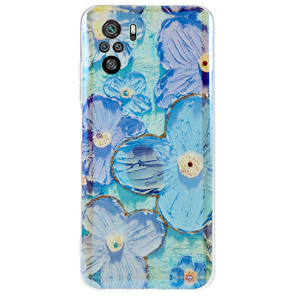 For Xiaomi Poco M5s 4G / Redmi Note 10 4G / Redmi Note 10S 4G Precise Cutout Rhinestone Decor Case Flower Pattern Epoxy IMD TPU Protector