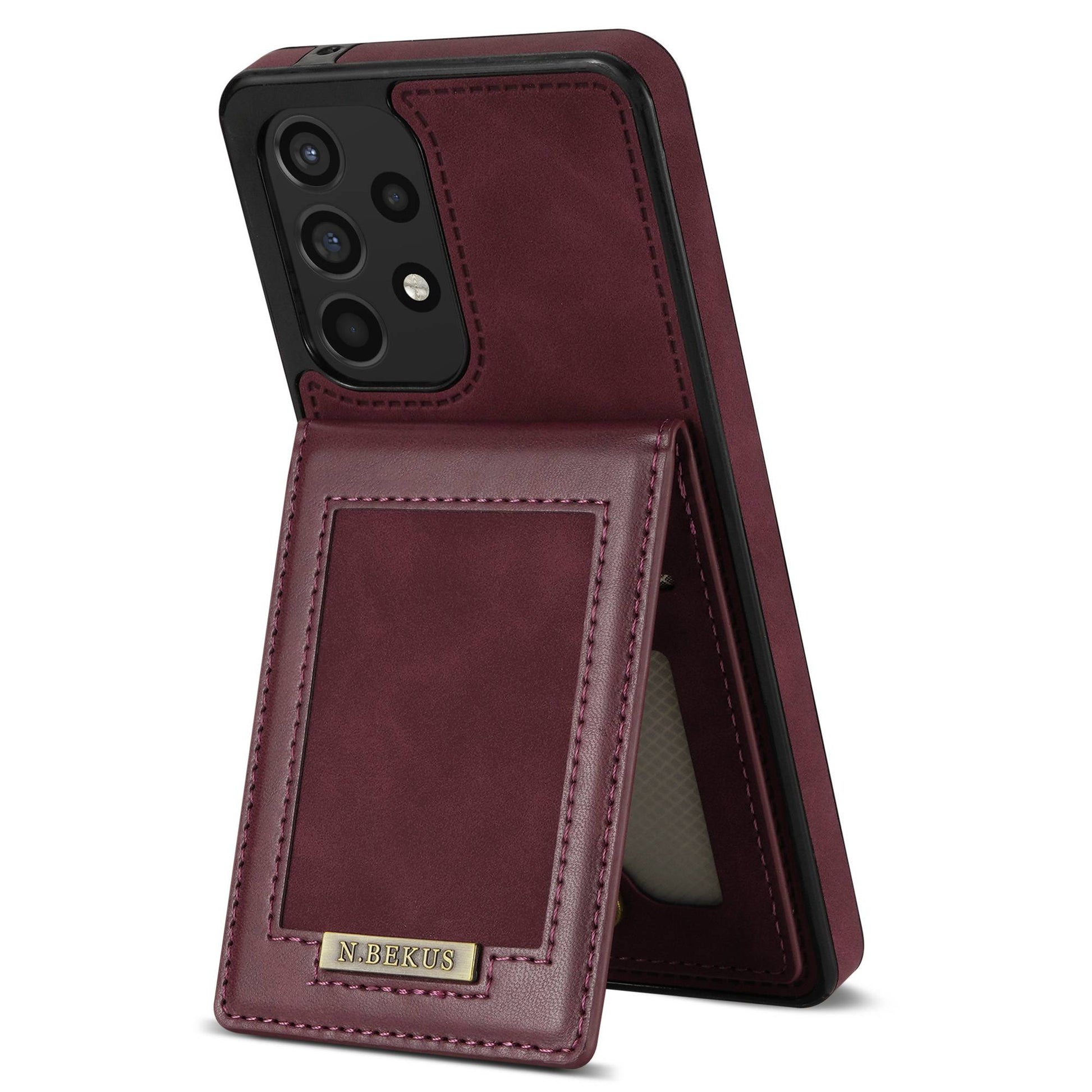 N.BEKUS For Samsung Galaxy A52 4G / 5G / A52s 5G Shockproof Phone Case Vertical Card Holder Kickstand PU Leather+TPU RFID Blocking Phone Cover