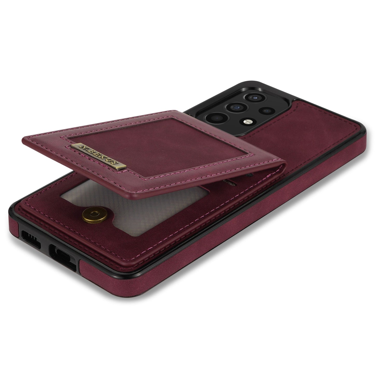 N.BEKUS For Samsung Galaxy A52 4G / 5G / A52s 5G Shockproof Phone Case Vertical Card Holder Kickstand PU Leather+TPU RFID Blocking Phone Cover