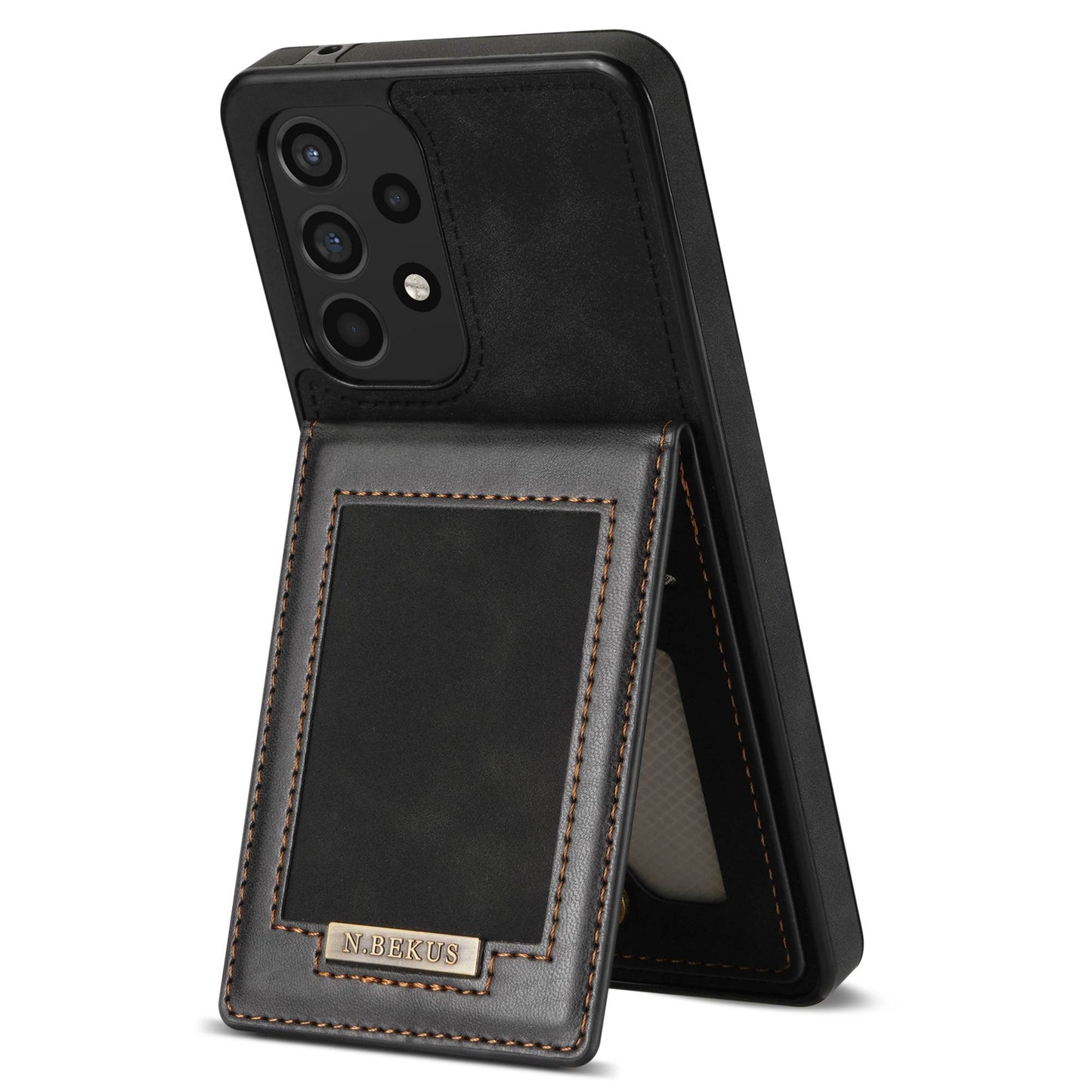 N.BEKUS For Samsung Galaxy A52 4G / 5G / A52s 5G Shockproof Phone Case Vertical Card Holder Kickstand PU Leather+TPU RFID Blocking Phone Cover