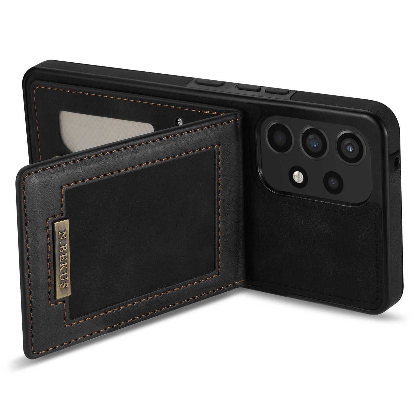 N.BEKUS For Samsung Galaxy A52 4G / 5G / A52s 5G Shockproof Phone Case Vertical Card Holder Kickstand PU Leather+TPU RFID Blocking Phone Cover