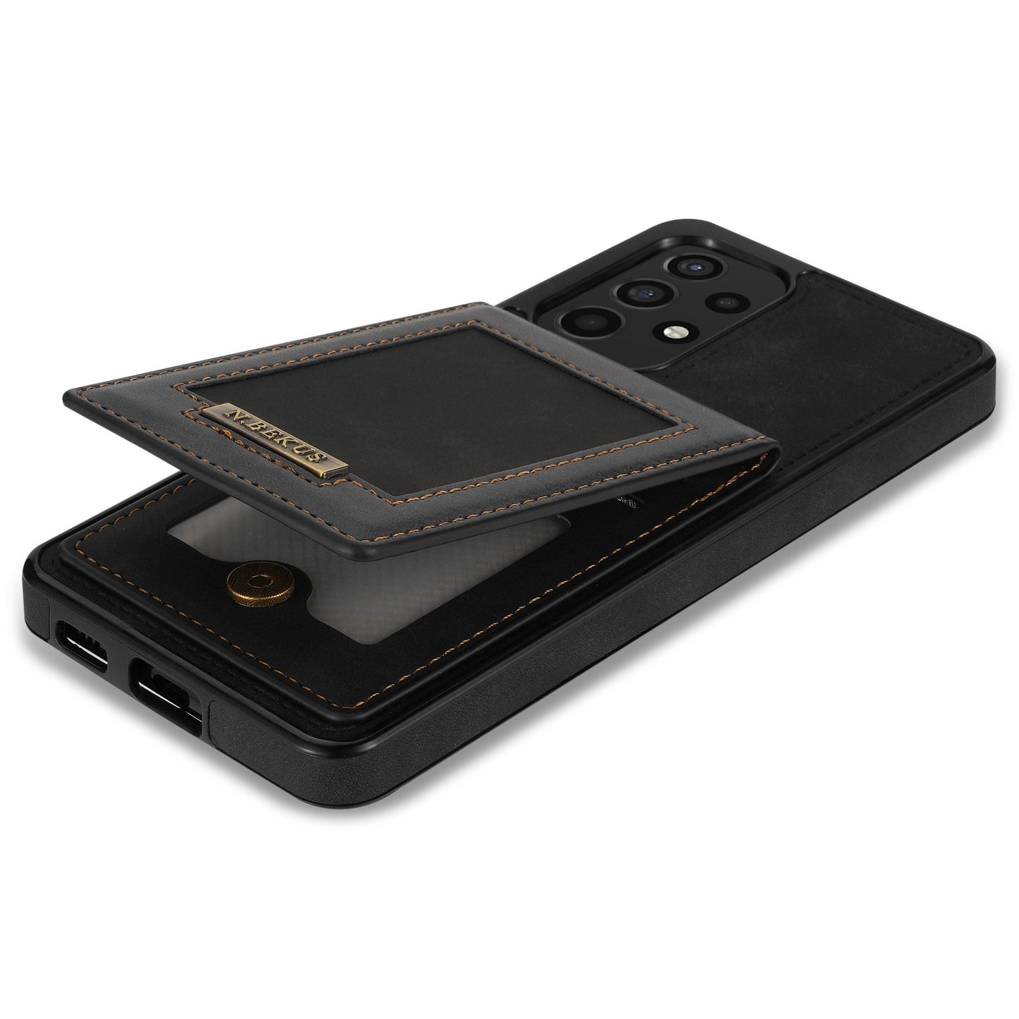 N.BEKUS For Samsung Galaxy A52 4G / 5G / A52s 5G Shockproof Phone Case Vertical Card Holder Kickstand PU Leather+TPU RFID Blocking Phone Cover