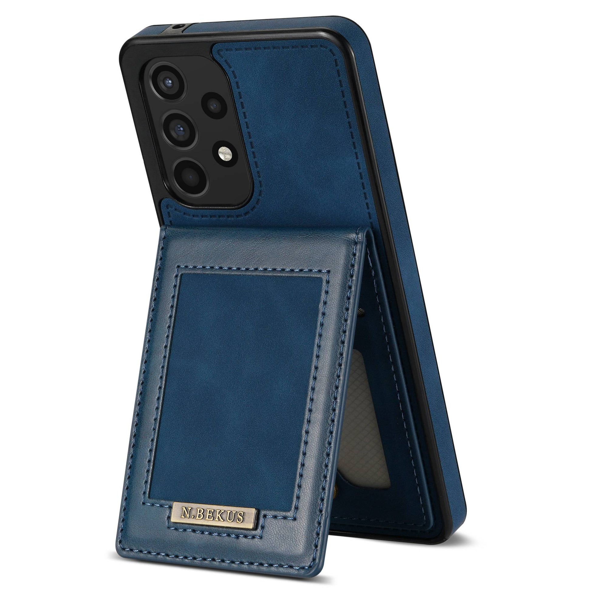 N.BEKUS For Samsung Galaxy A52 4G / 5G / A52s 5G Shockproof Phone Case Vertical Card Holder Kickstand PU Leather+TPU RFID Blocking Phone Cover