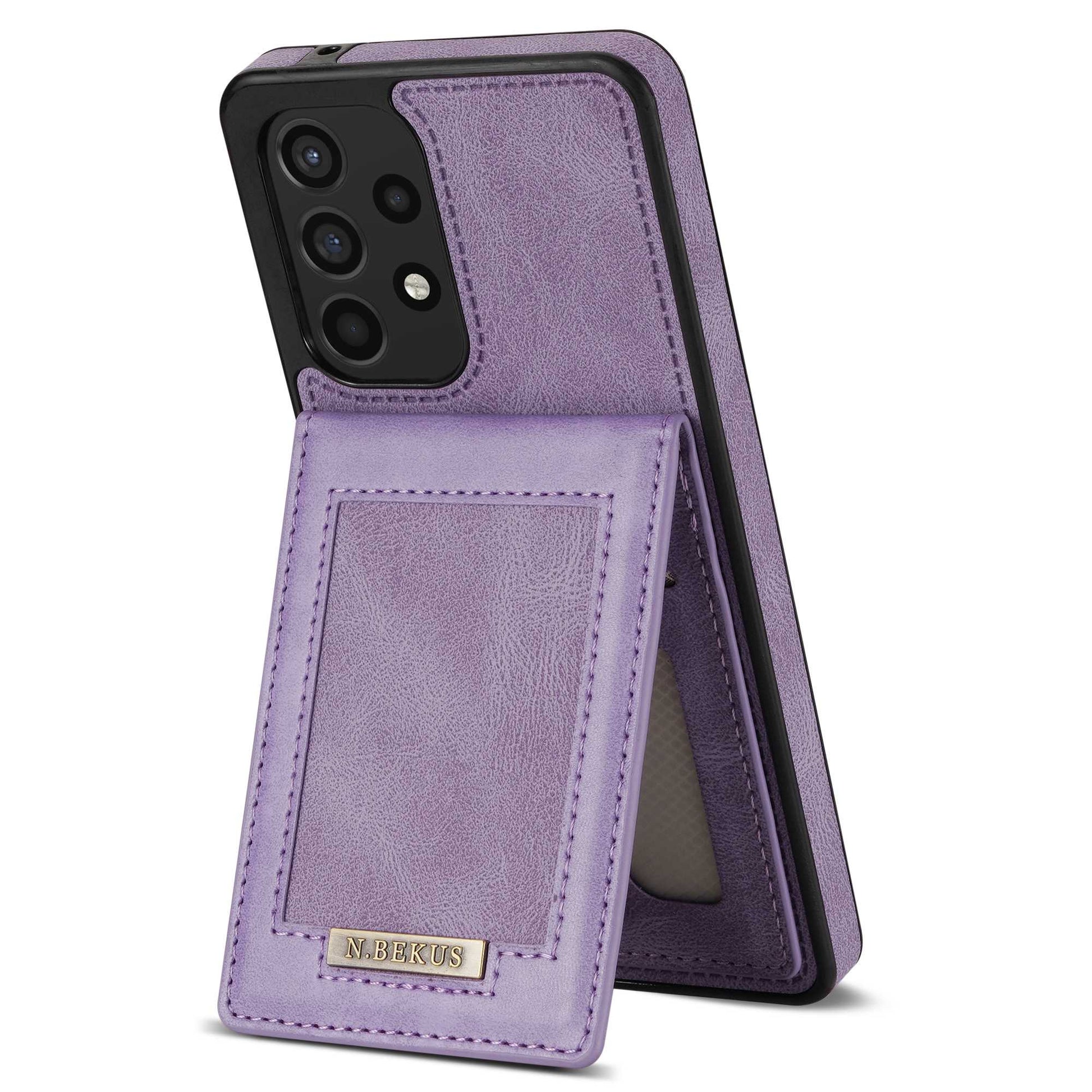 N.BEKUS For Samsung Galaxy A52 4G / 5G / A52s 5G Shockproof Phone Case Vertical Card Holder Kickstand PU Leather+TPU RFID Blocking Phone Cover