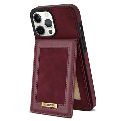 N.BEKUS RFID Blocking Phone Case for iPhone 13 Pro 6.1 inch, Vertical Card Holder Kickstand Design PU Leather and TPU Phone Cover
