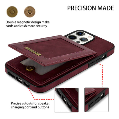 N.BEKUS RFID Blocking Phone Case for iPhone 13 Pro 6.1 inch, Vertical Card Holder Kickstand Design PU Leather and TPU Phone Cover