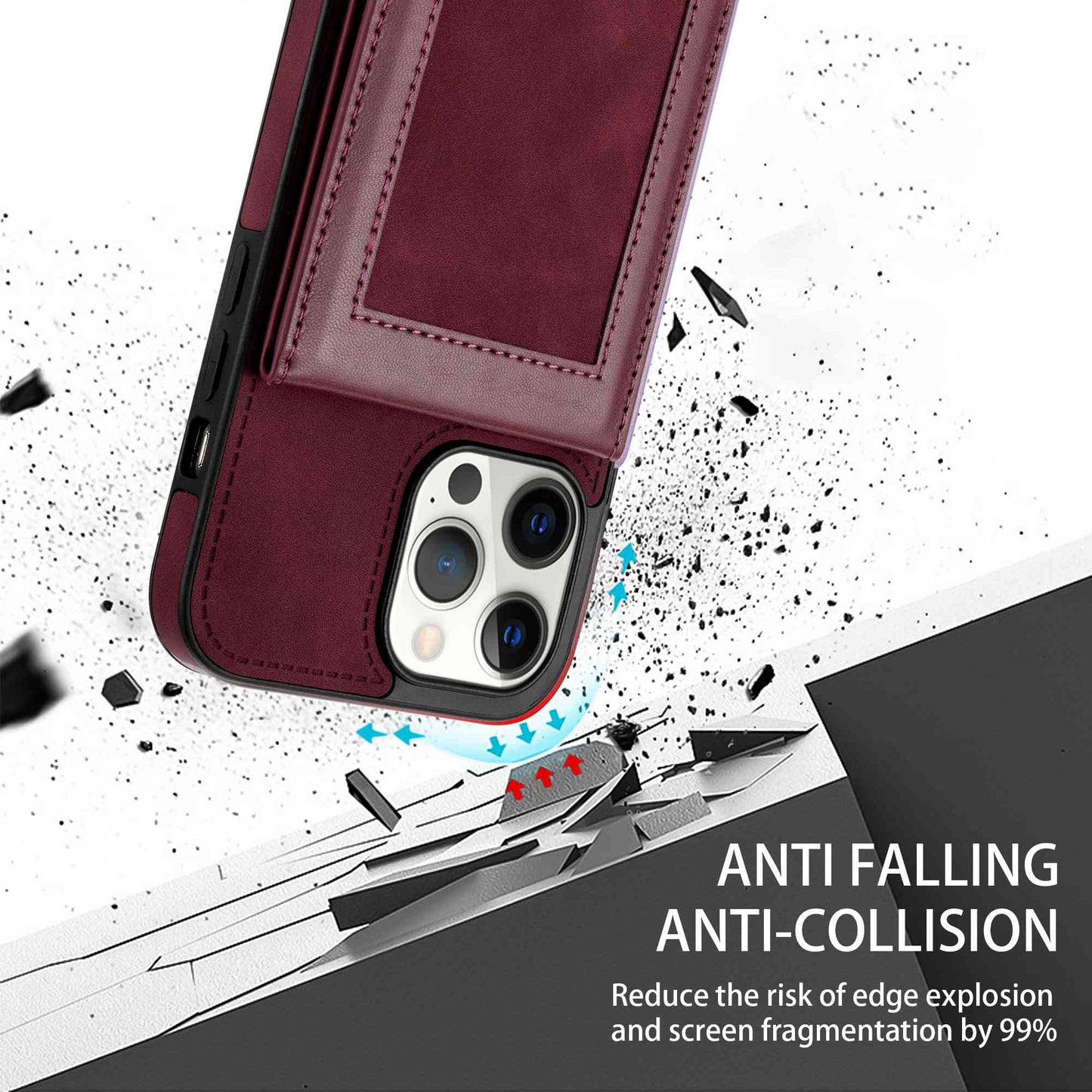N.BEKUS RFID Blocking Phone Case for iPhone 13 Pro 6.1 inch, Vertical Card Holder Kickstand Design PU Leather and TPU Phone Cover