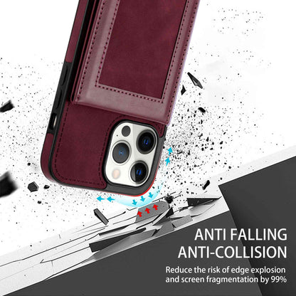 N.BEKUS RFID Blocking Phone Case for iPhone 13 Pro 6.1 inch, Vertical Card Holder Kickstand Design PU Leather and TPU Phone Cover