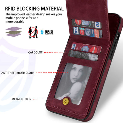 N.BEKUS RFID Blocking Phone Case for iPhone 13 Pro 6.1 inch, Vertical Card Holder Kickstand Design PU Leather and TPU Phone Cover