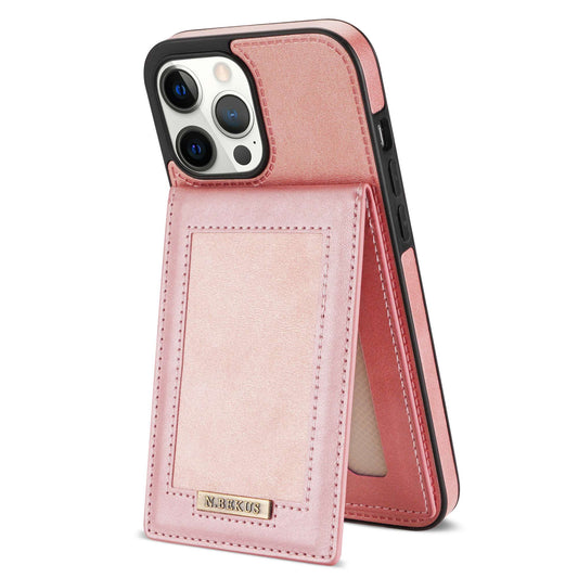 N.BEKUS RFID Blocking Phone Case for iPhone 13 Pro 6.1 inch, Vertical Card Holder Kickstand Design PU Leather and TPU Phone Cover