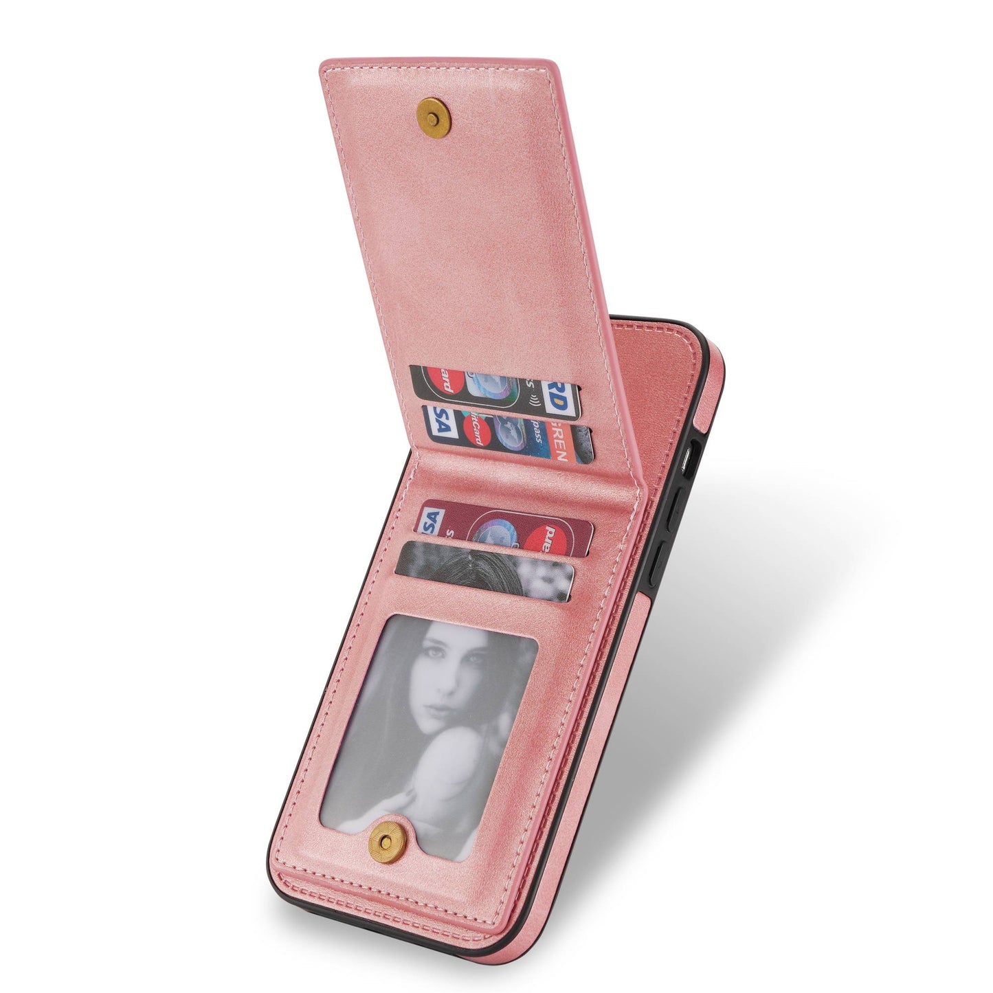 N.BEKUS RFID Blocking Phone Case for iPhone 13 Pro 6.1 inch, Vertical Card Holder Kickstand Design PU Leather and TPU Phone Cover