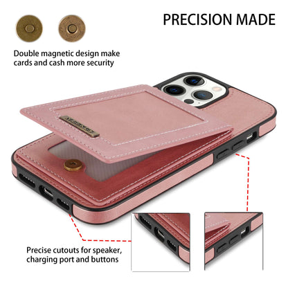 N.BEKUS RFID Blocking Phone Case for iPhone 13 Pro 6.1 inch, Vertical Card Holder Kickstand Design PU Leather and TPU Phone Cover
