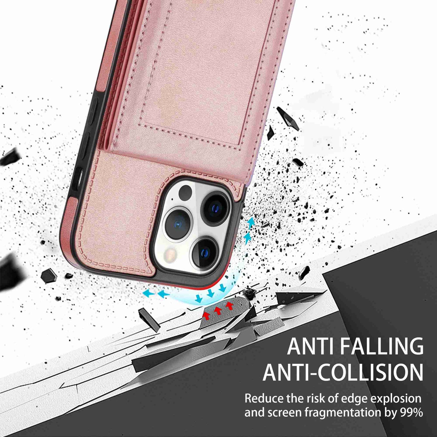 N.BEKUS RFID Blocking Phone Case for iPhone 13 Pro 6.1 inch, Vertical Card Holder Kickstand Design PU Leather and TPU Phone Cover