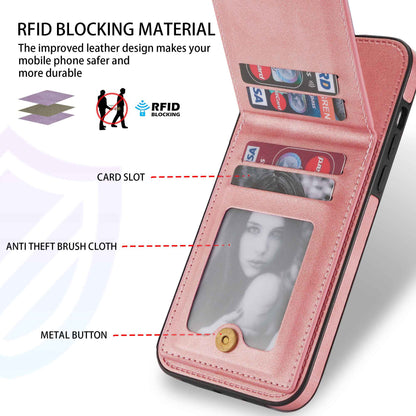 N.BEKUS RFID Blocking Phone Case for iPhone 13 Pro 6.1 inch, Vertical Card Holder Kickstand Design PU Leather and TPU Phone Cover