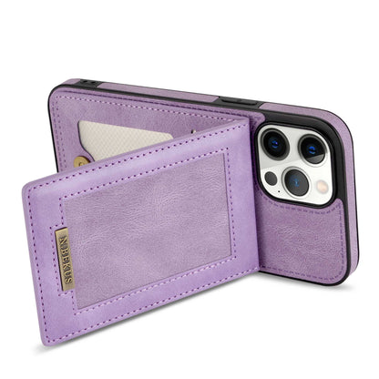 N.BEKUS RFID Blocking Phone Case for iPhone 13 Pro 6.1 inch, Vertical Card Holder Kickstand Design PU Leather and TPU Phone Cover