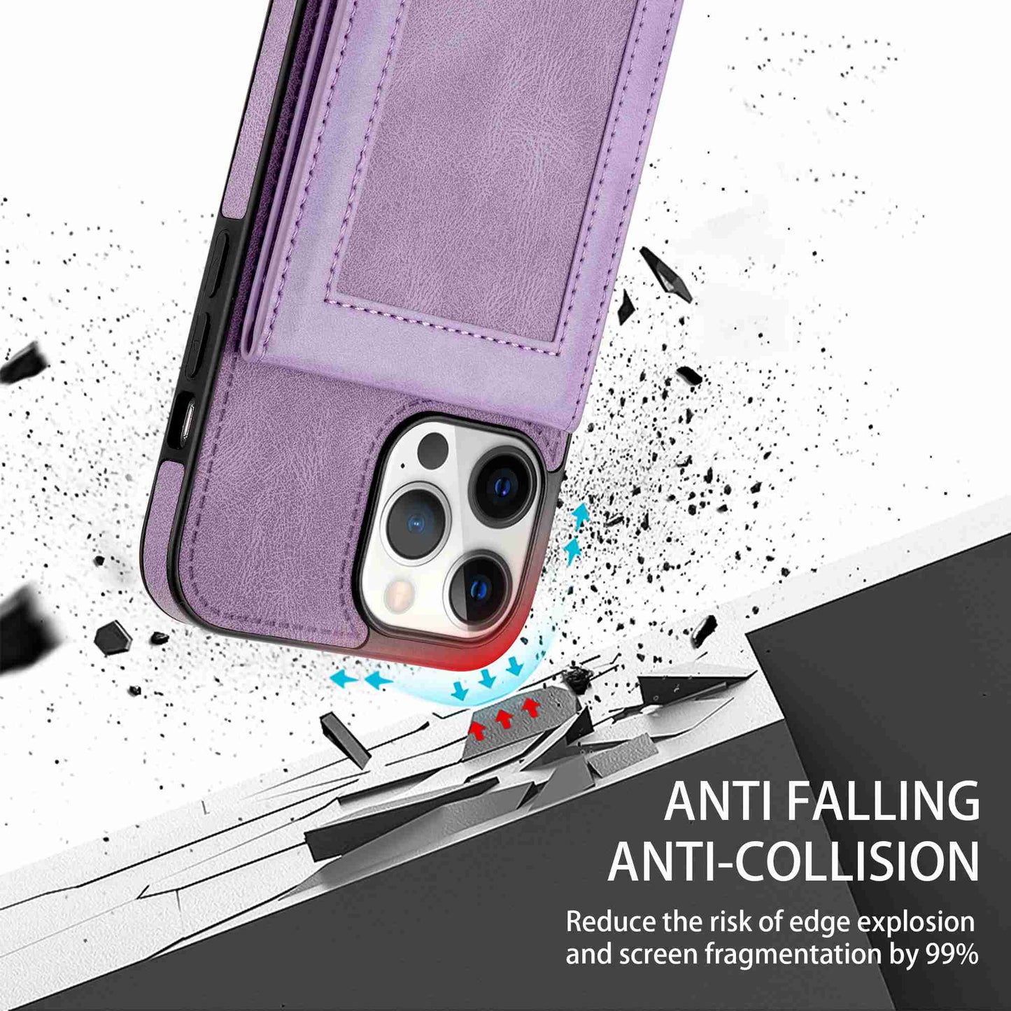 N.BEKUS RFID Blocking Phone Case for iPhone 13 Pro 6.1 inch, Vertical Card Holder Kickstand Design PU Leather and TPU Phone Cover