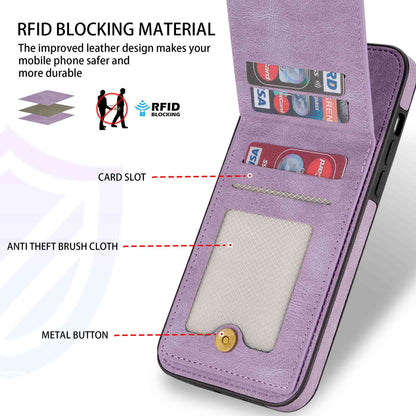 N.BEKUS RFID Blocking Phone Case for iPhone 13 Pro 6.1 inch, Vertical Card Holder Kickstand Design PU Leather and TPU Phone Cover