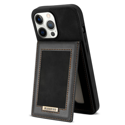 N.BEKUS RFID Blocking Phone Case for iPhone 13 Pro 6.1 inch, Vertical Card Holder Kickstand Design PU Leather and TPU Phone Cover