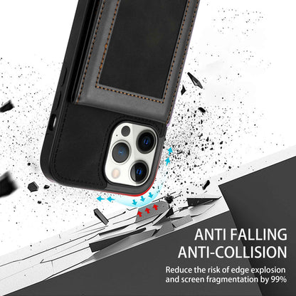 N.BEKUS RFID Blocking Phone Case for iPhone 13 Pro 6.1 inch, Vertical Card Holder Kickstand Design PU Leather and TPU Phone Cover