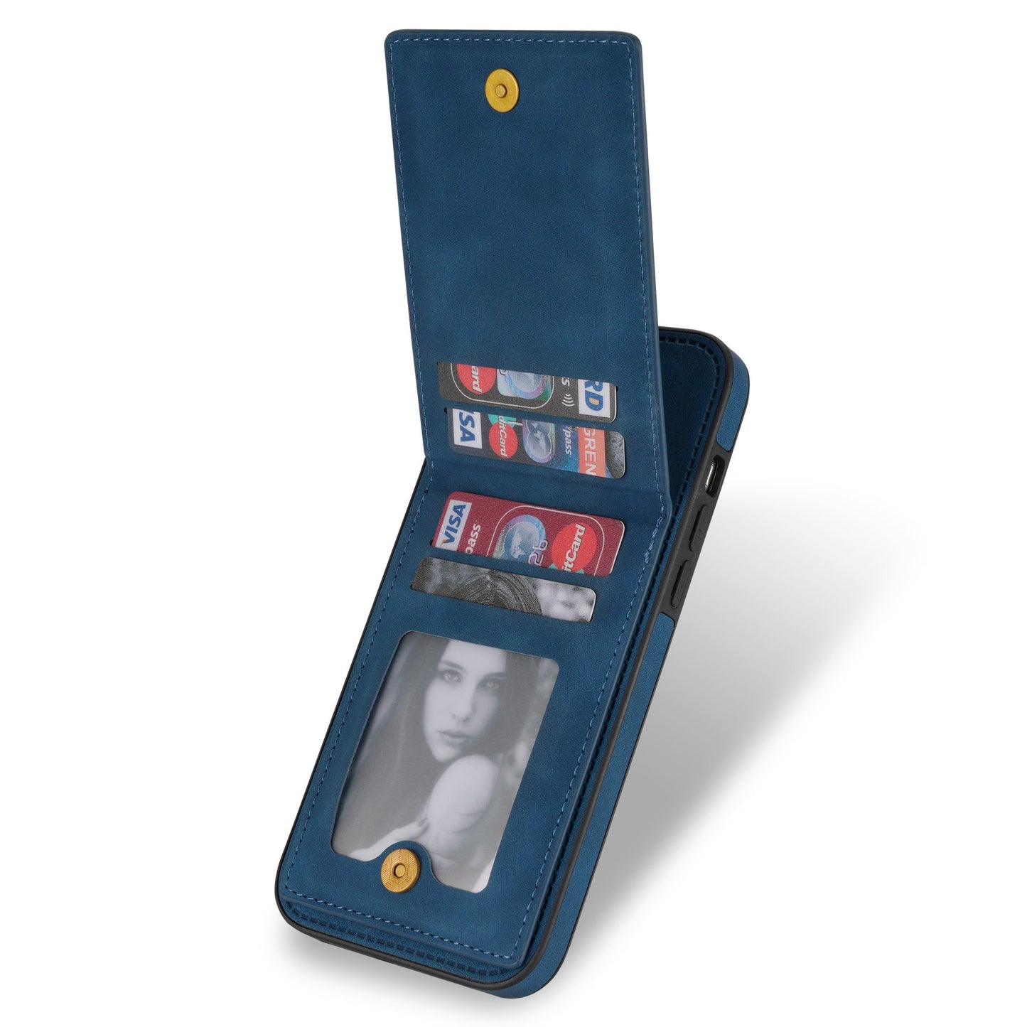 N.BEKUS RFID Blocking Phone Case for iPhone 13 Pro 6.1 inch, Vertical Card Holder Kickstand Design PU Leather and TPU Phone Cover